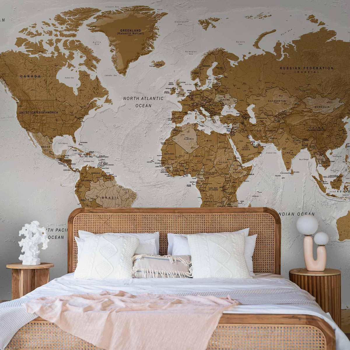 Fototapete - World Map: White Oceans