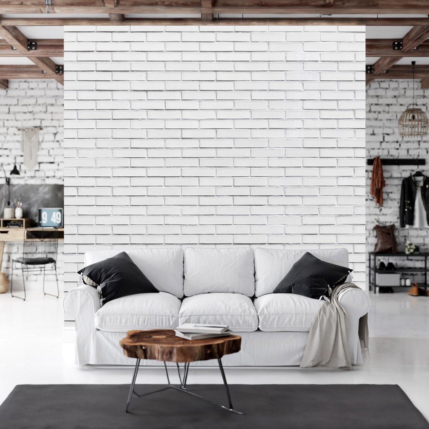 Fototapete - Snow Brick - Pattern Imitating a Brick Wall in White Artgeist