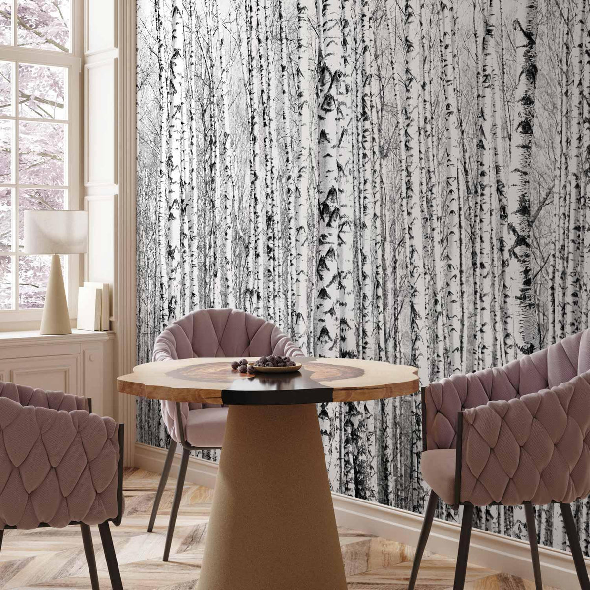 Fototapete - Birch forest