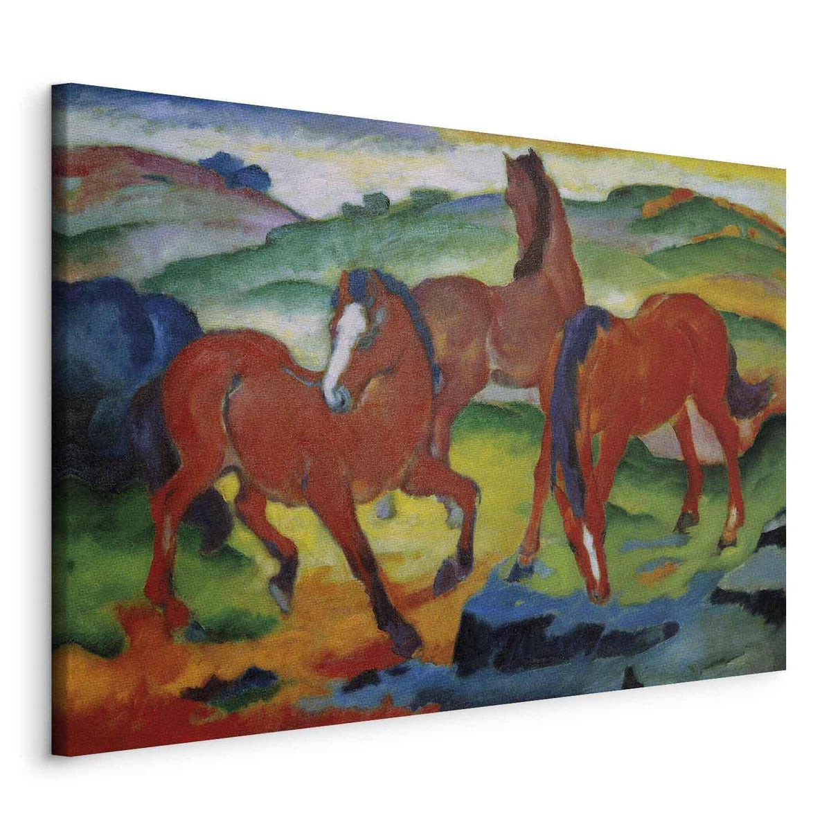 Leinwandbild - Franz Marc – The Red Horses (Grazing Horses IV)