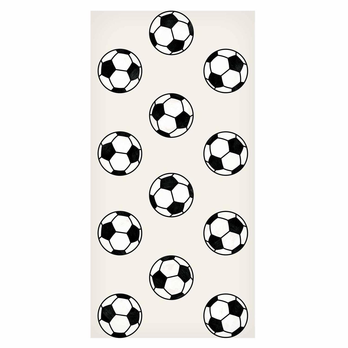 Tapete - Soccer - Symmetrical black-and-white soccer balls on a beige background
