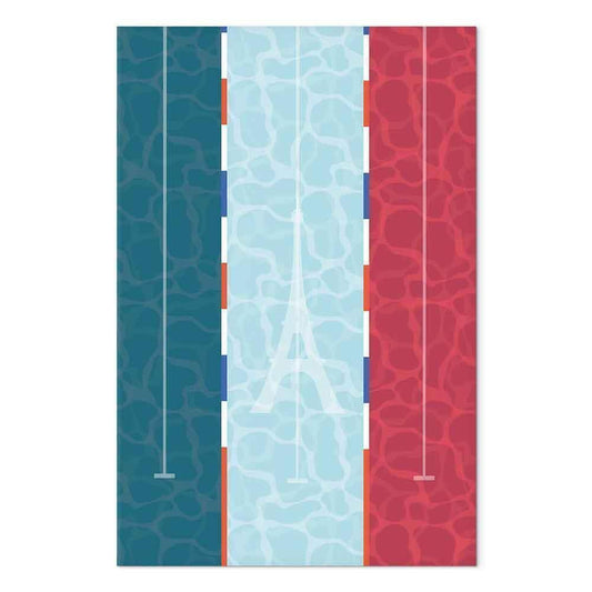 Leinwandbild - Graphic Illustration of a Swimming Pool Against the Backdrop of the French Flag