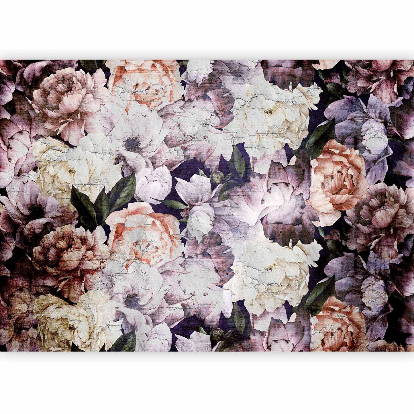Fototapete - Plant motif with peonies in a garden - retro style flower background Artgeist