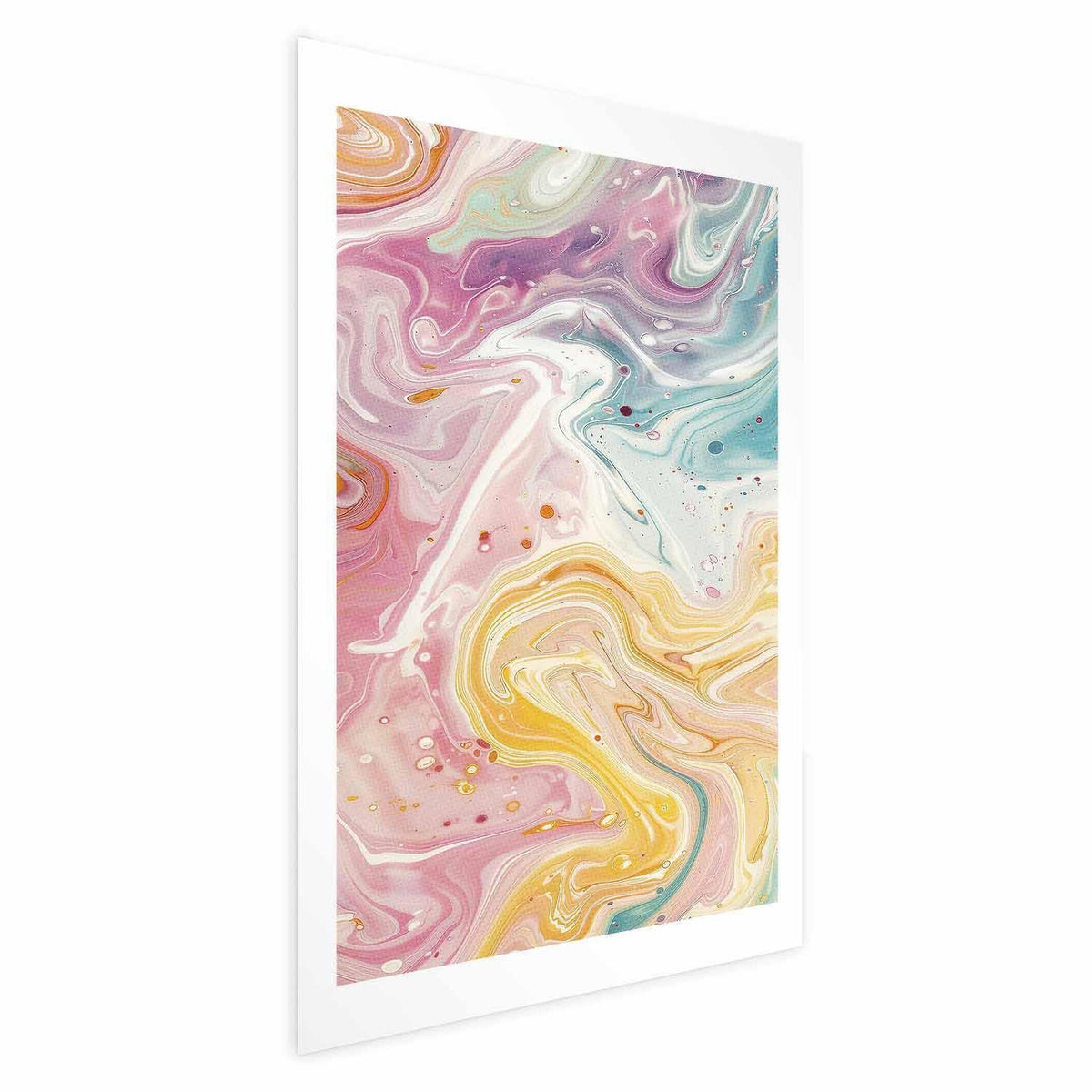 Poster - Colorful Chaos - dynamic shapes in shades of pink, yellow, and blue