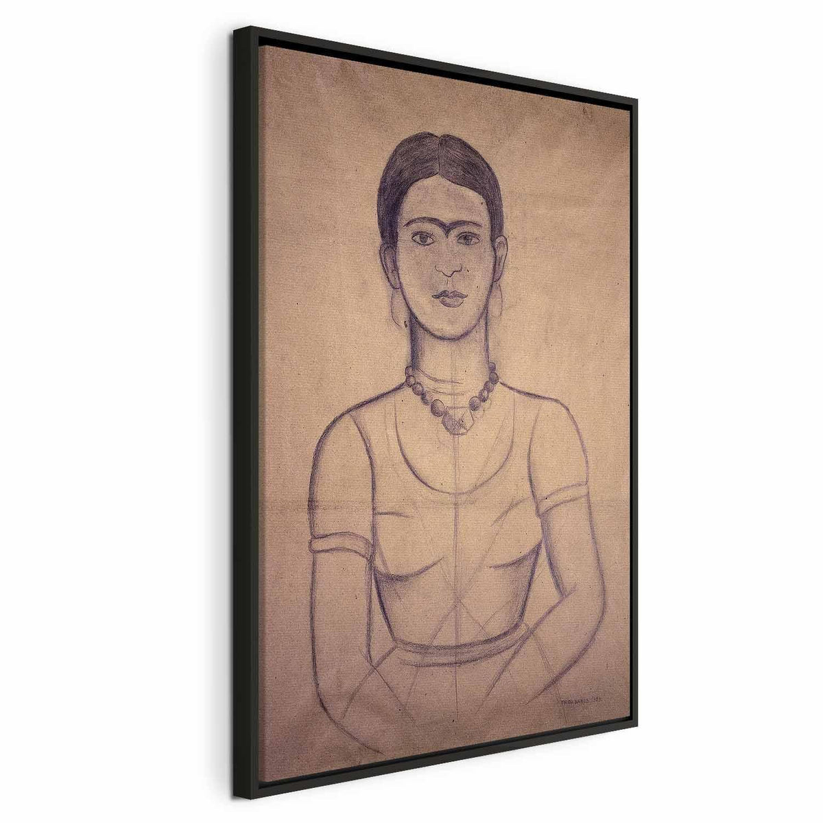 Leinwandbild - Frida Kahlo – Self-Portrait, 1929 (charcoal drawing)