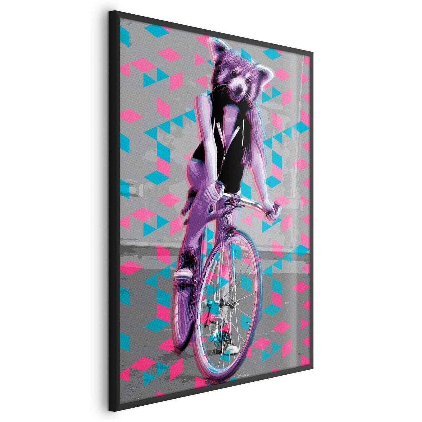 Poster - Raccoon on a Bicycle Artgeist