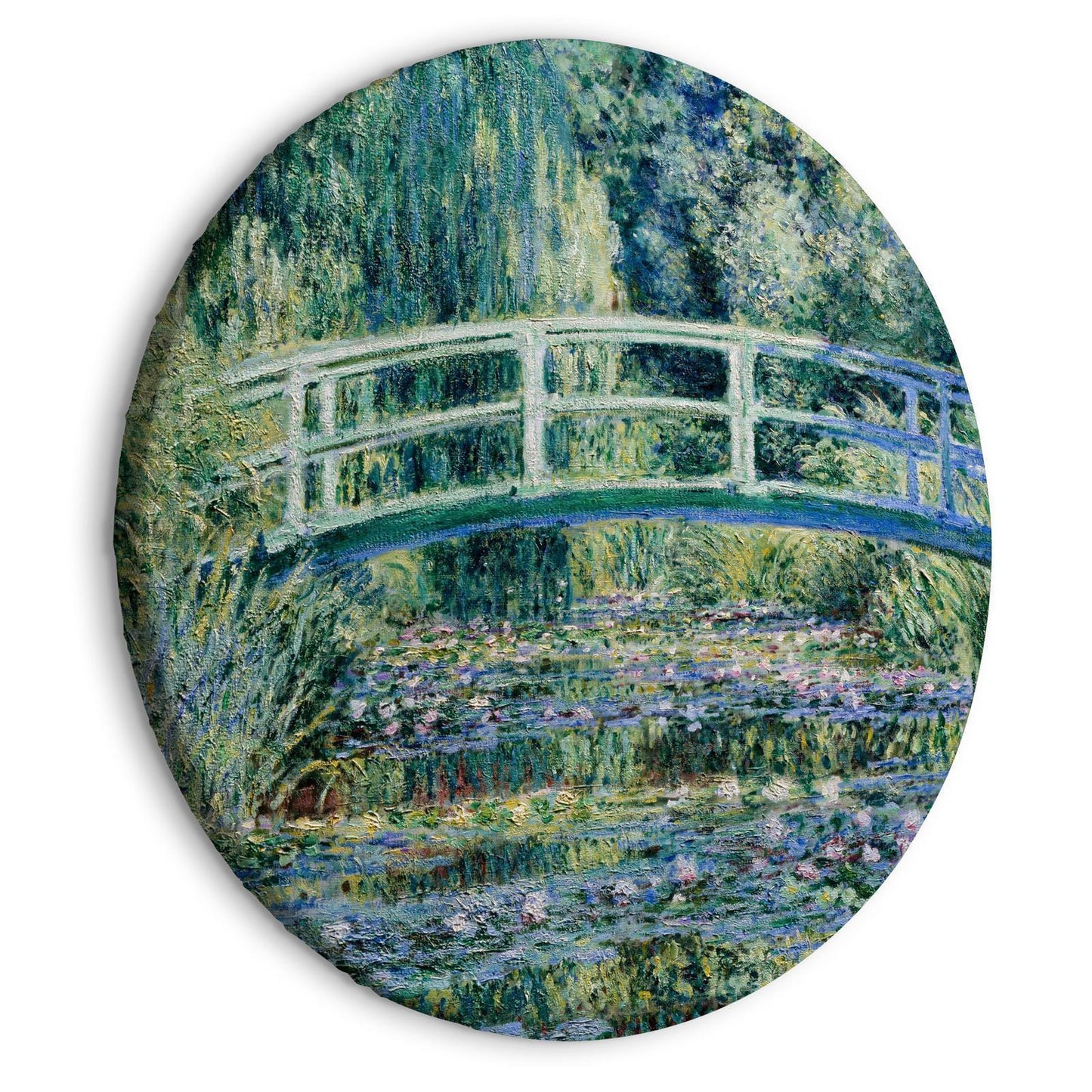Rundes Bild - Bridge at Giverny Claude Monet - Spring Landscape of a Forest With a River Artgeist