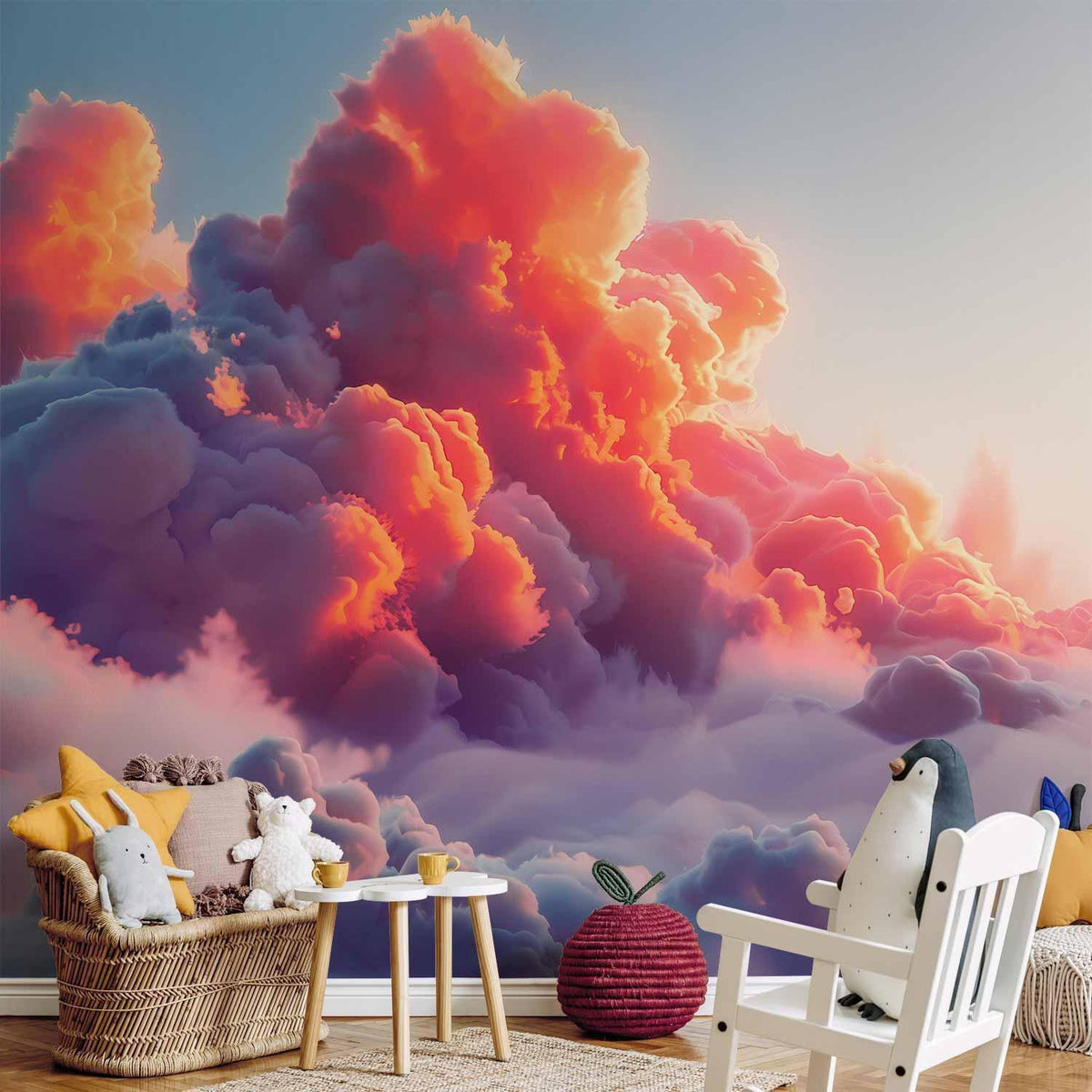 Fototapete Rosa Wolken - Dämmerungshimmel in Rosa und Violett