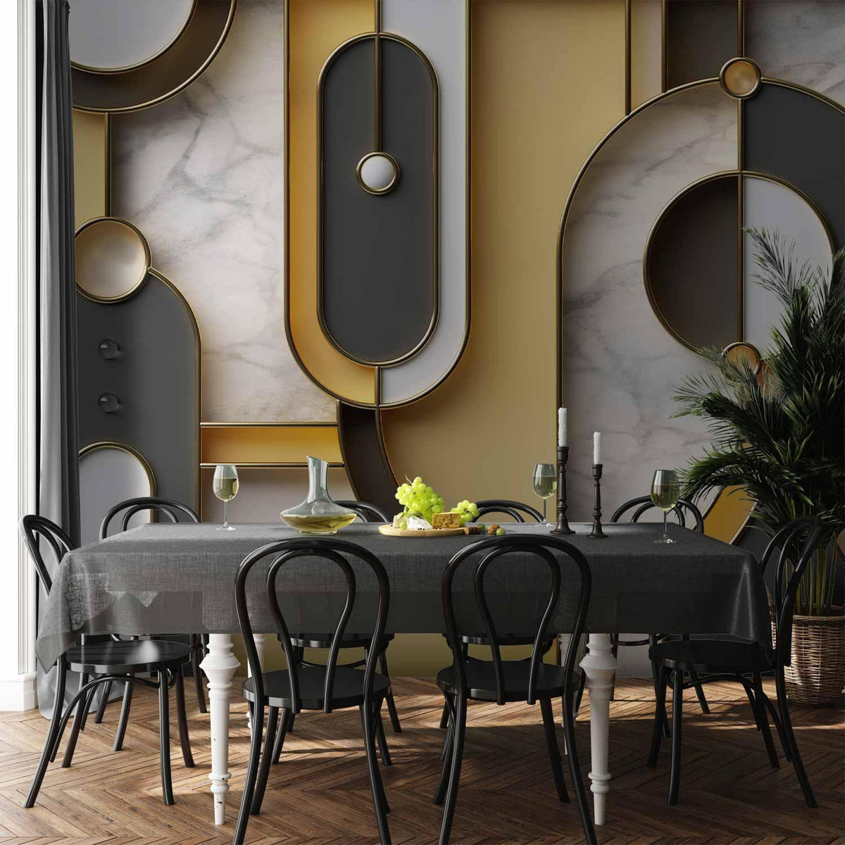 Fototapete - Gold-marble Geometric Pattern