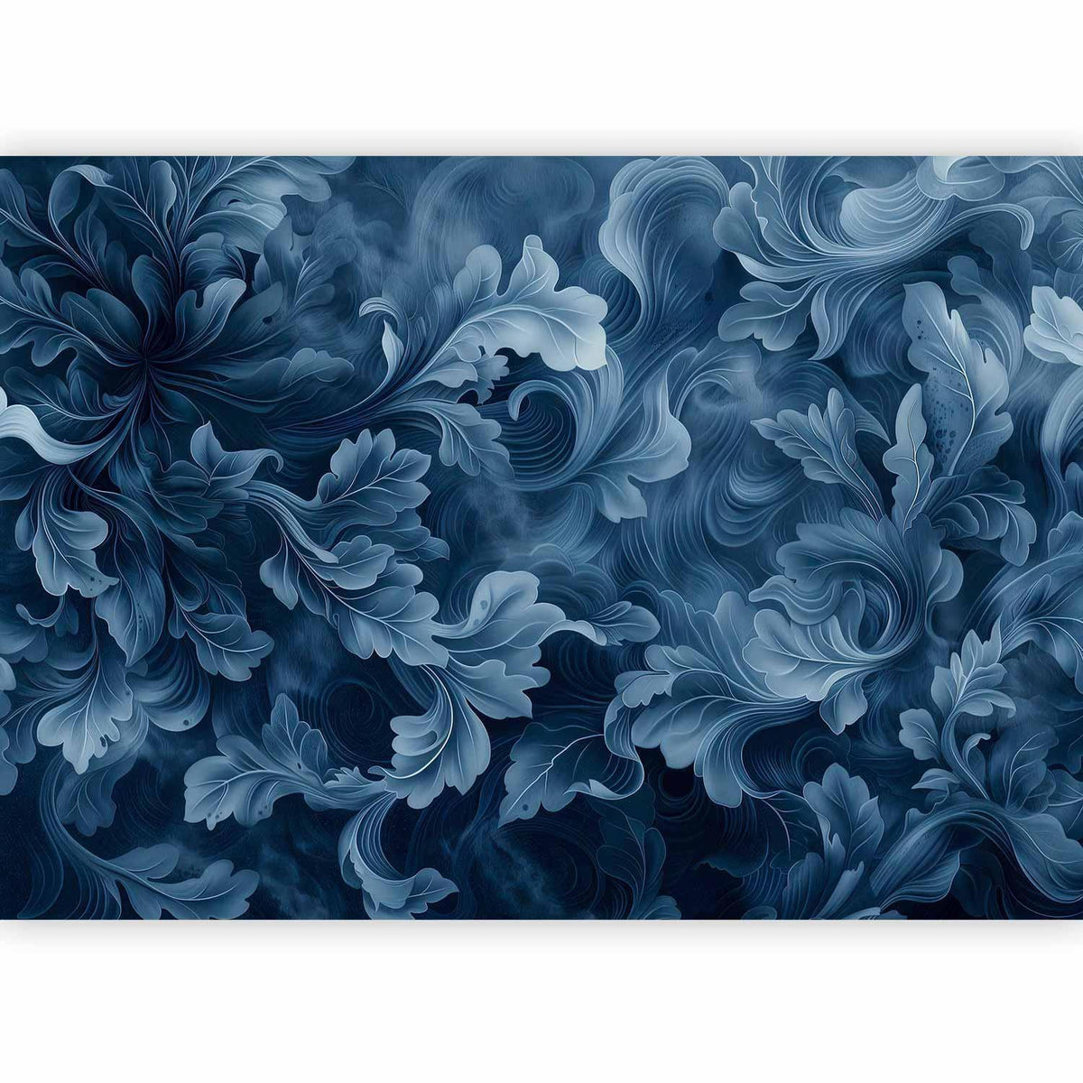 Fototapete - Abstract Ornaments: Dark Blue Victorian Leaves