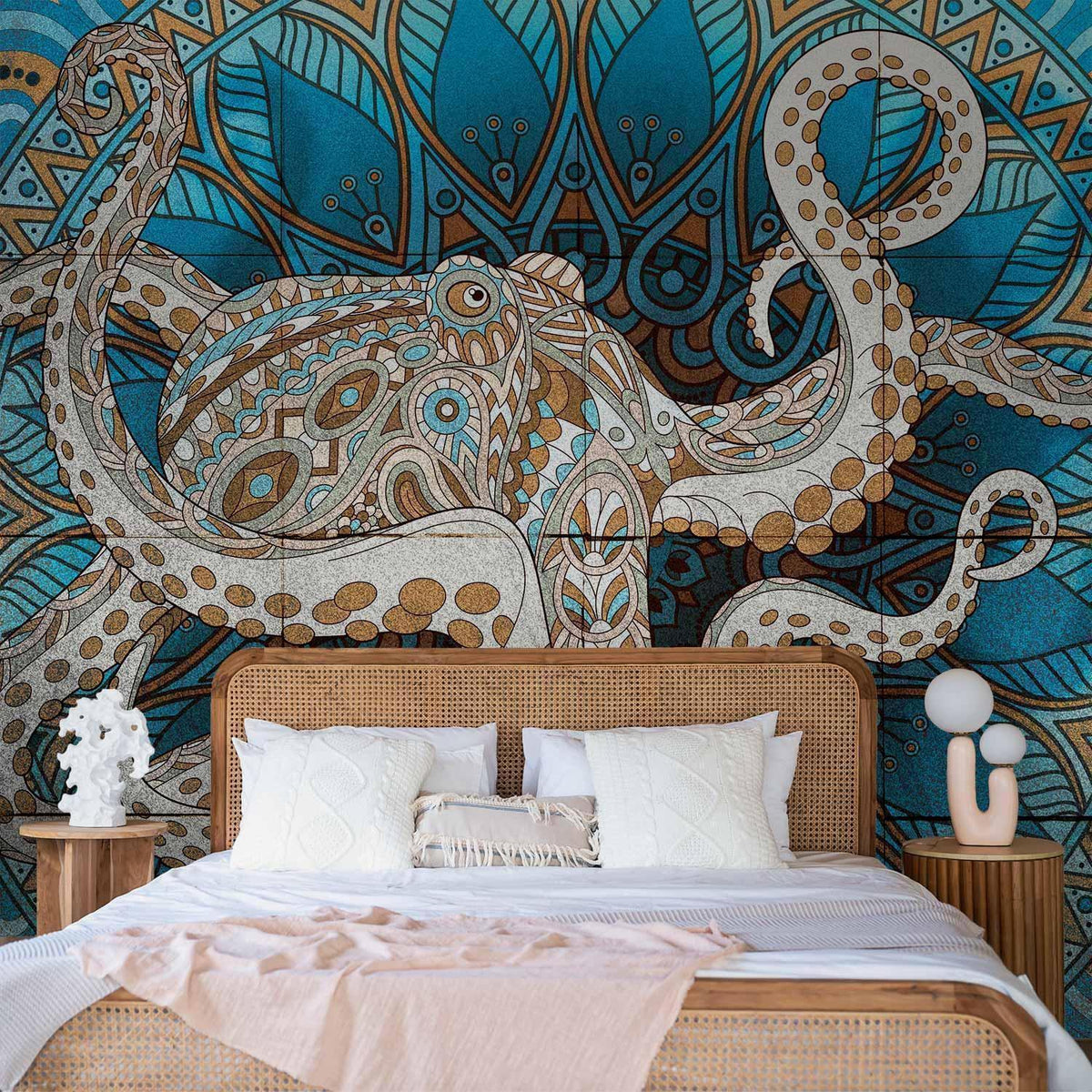 Fototapete Zen Octopus – Mandala-Krake in meditativer Pose