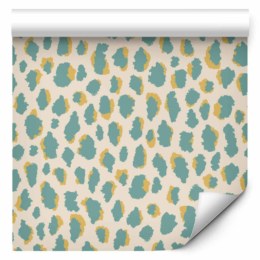 Tapete - Giraffe Pattern - animal pattern in turquoise spots on a light background