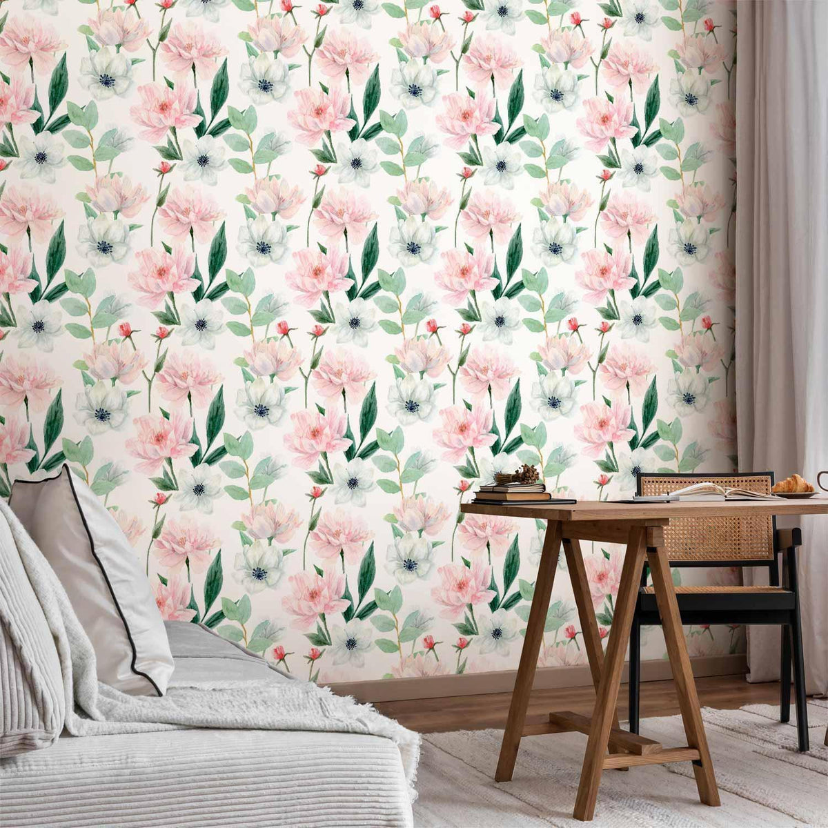 Tapete - Peonies on white background
