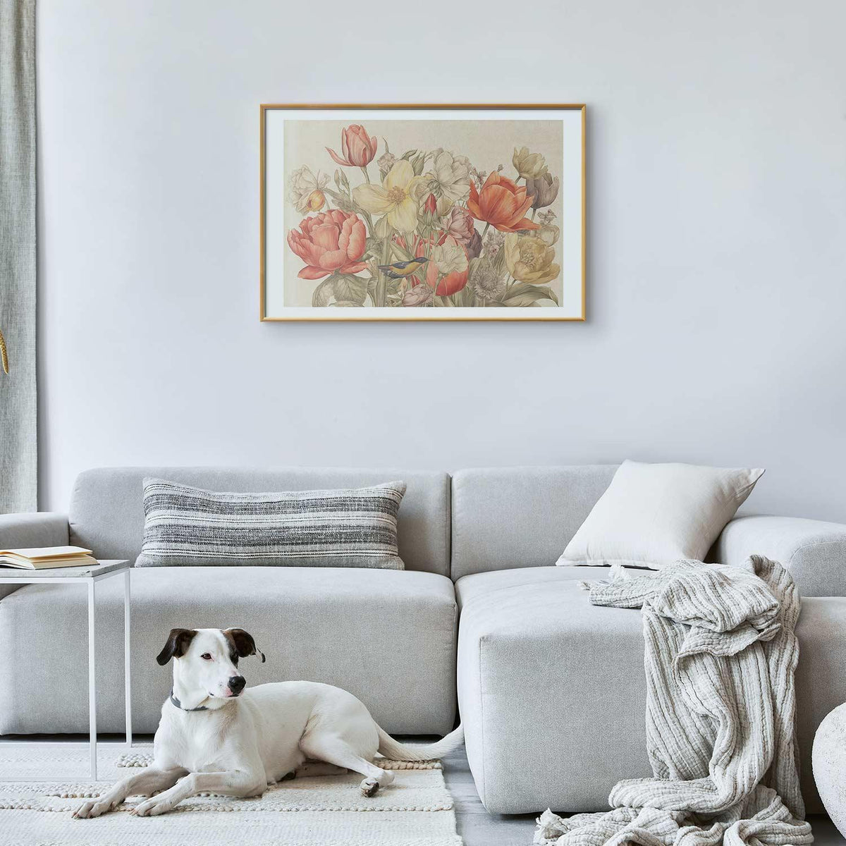Poster - Flower Bouquet on a Cream Background