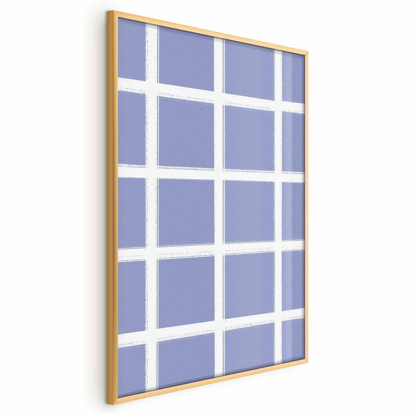 Poster - White Lines - a grid with large gaps on a blue background Artgeist