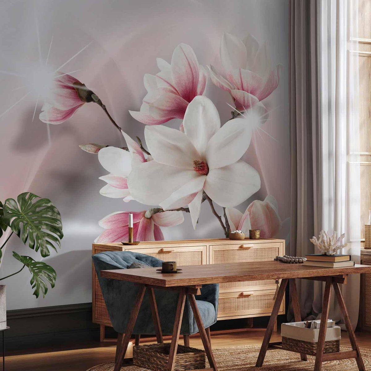 Fototapete - White magnolias