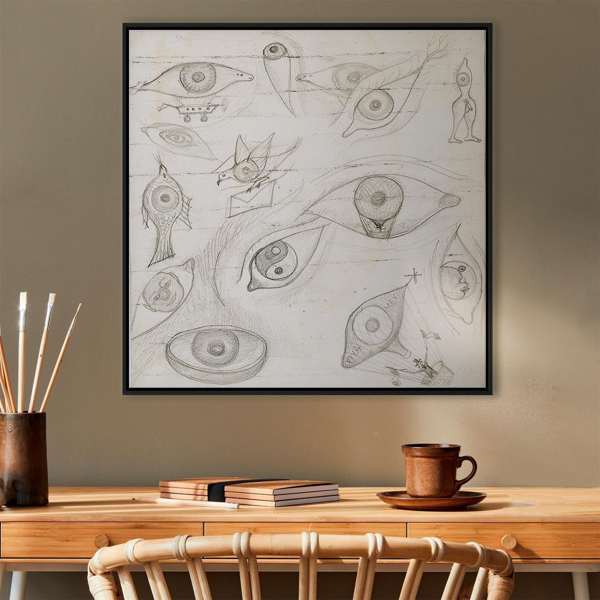 Leinwandbild - Frida Kahlo – Drawing of Eyes