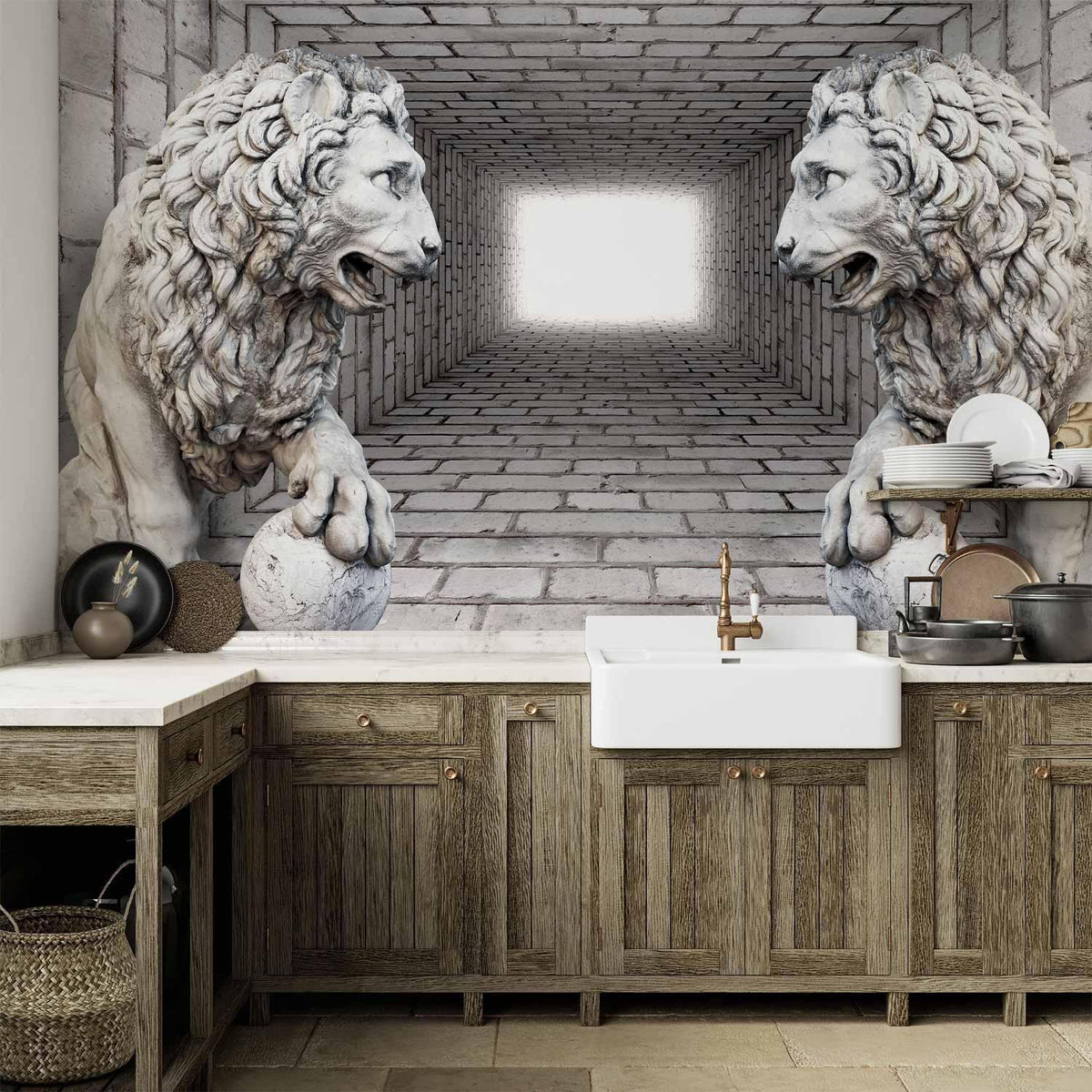 Fototapete - Stone Lions