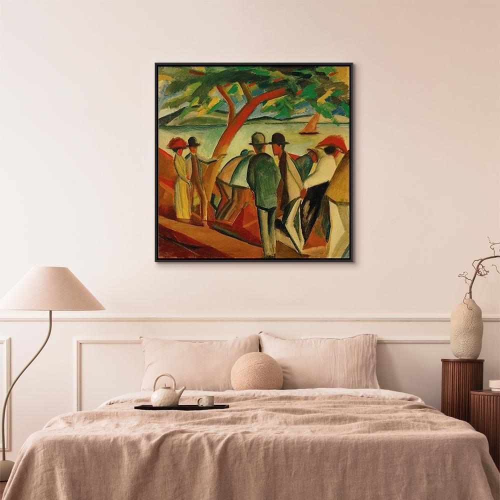 Leinwandbild - August Macke – Spaziergänger am See