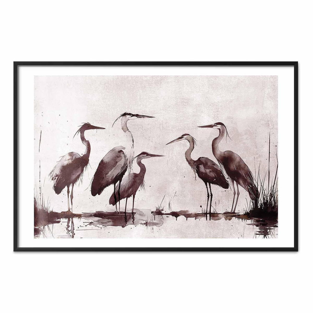 Poster - Herons Painted in Ink