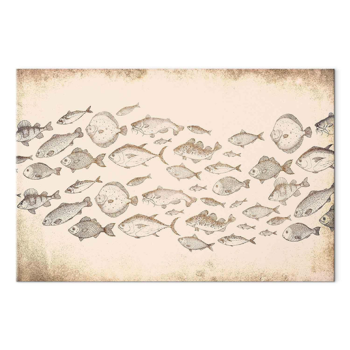 Leinwandbild Fische Japandi-Stil – Minimalistische Wandkunst