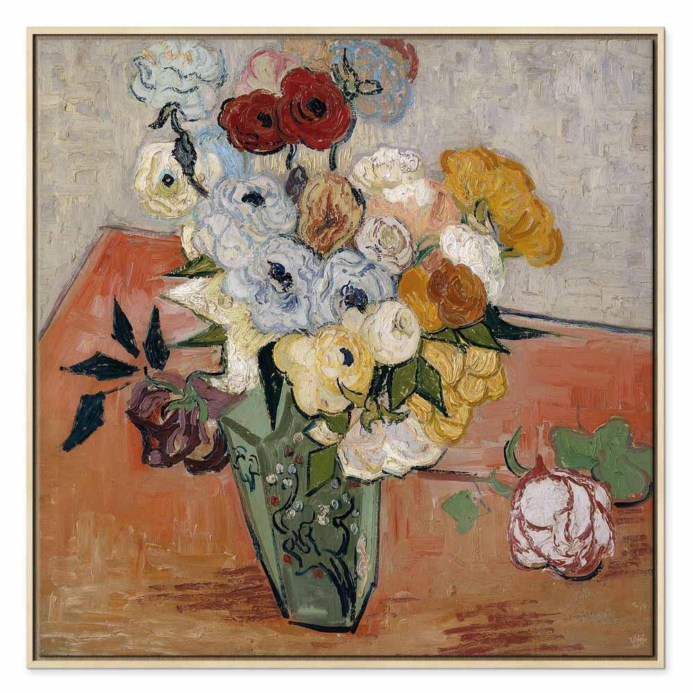 Leinwandbild - Vincent Van Gogh – Stilllife with Japanese vase, roses and anemones
