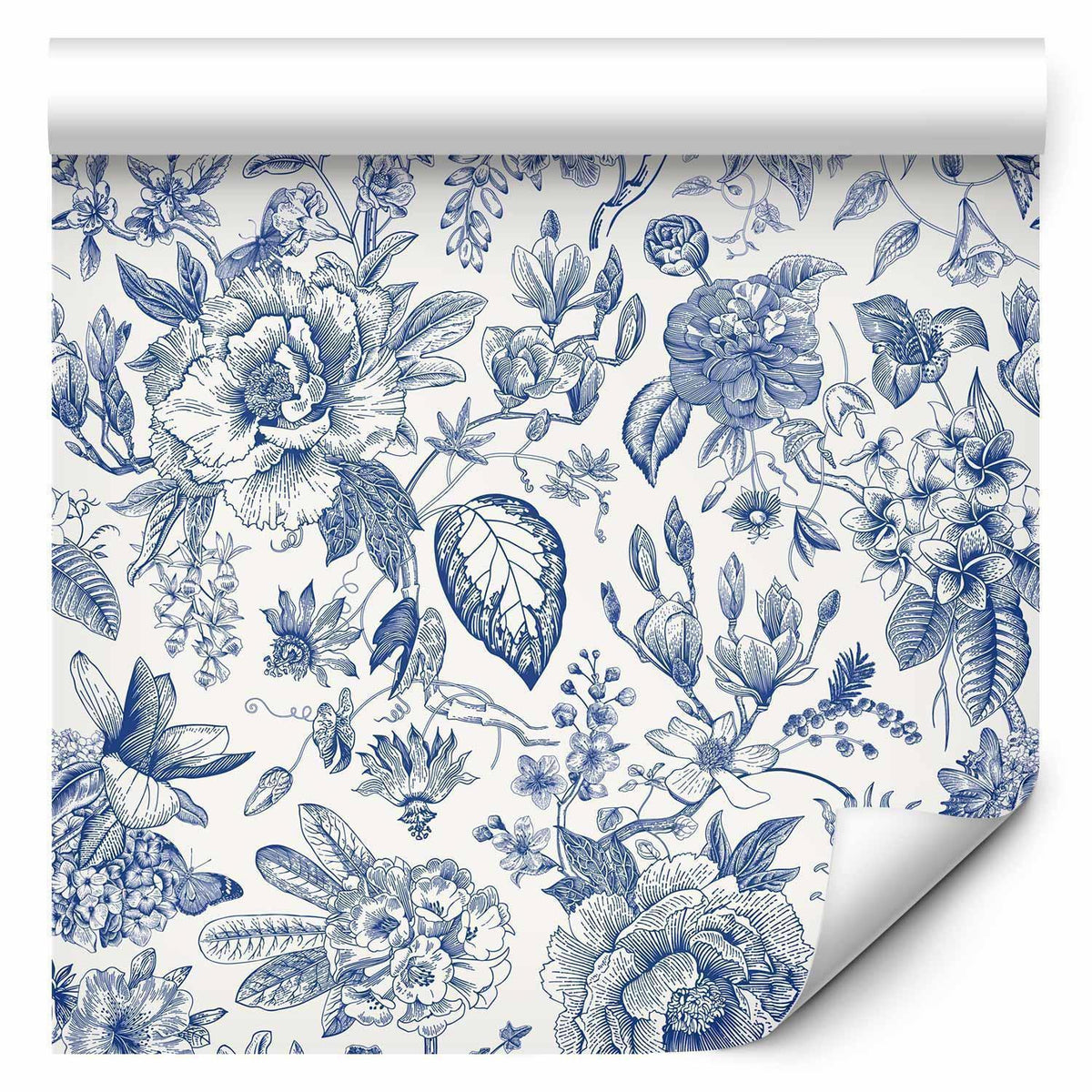 Tapete - Illustration with blue flowers