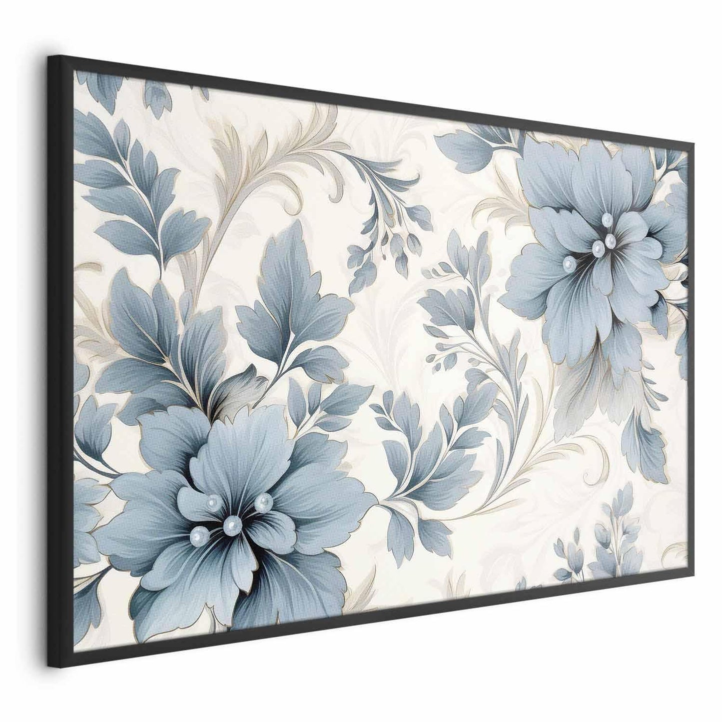 Poster - Turquoise Ornamental Retro Flowers Artgeist