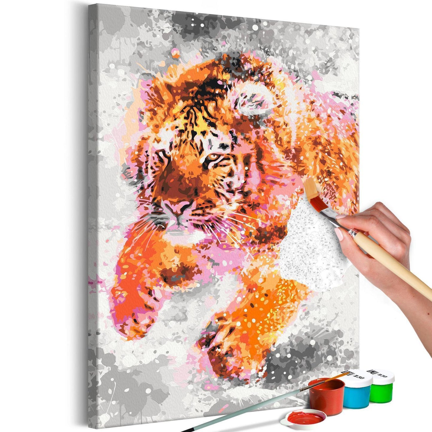 Wandbild zum Ausmalen Running Tiger - Hauptmotiv mit dynamischem Tiger in Bewegung