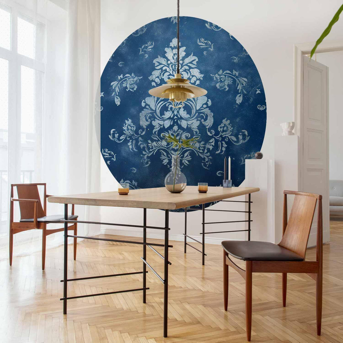 Runde Fototapete - Retro ornament in faded blues