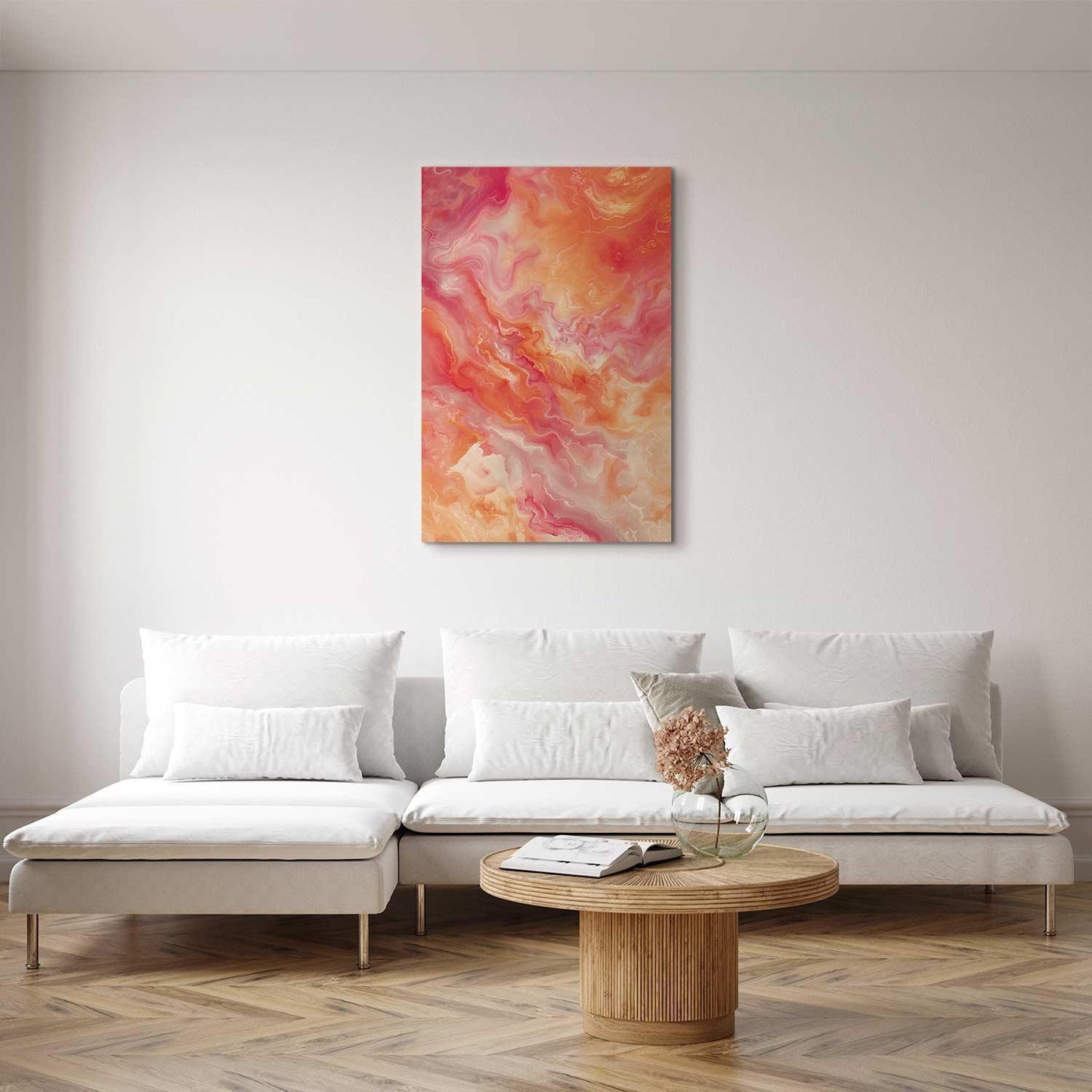 Leinwandbild - Fiery Colors - Dynamic Shapes in Colors of Fire and Pink Artgeist