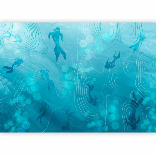 Fototapete Japanischer Koi-Teich - Elegante Koi-Fische im klaren Wasser