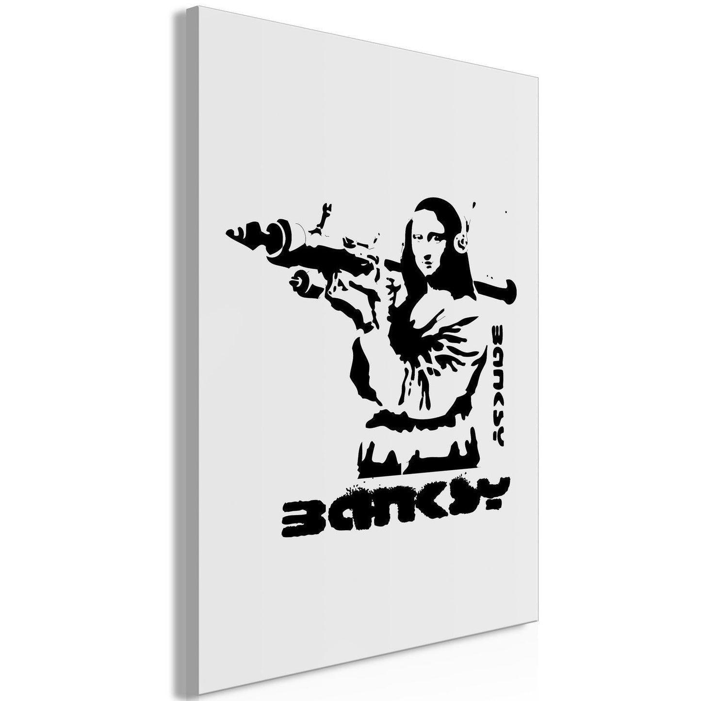 Leinwandbild - Contrast Duel (1-part) - Banksy on Mural with Mona Lisa Artgeist