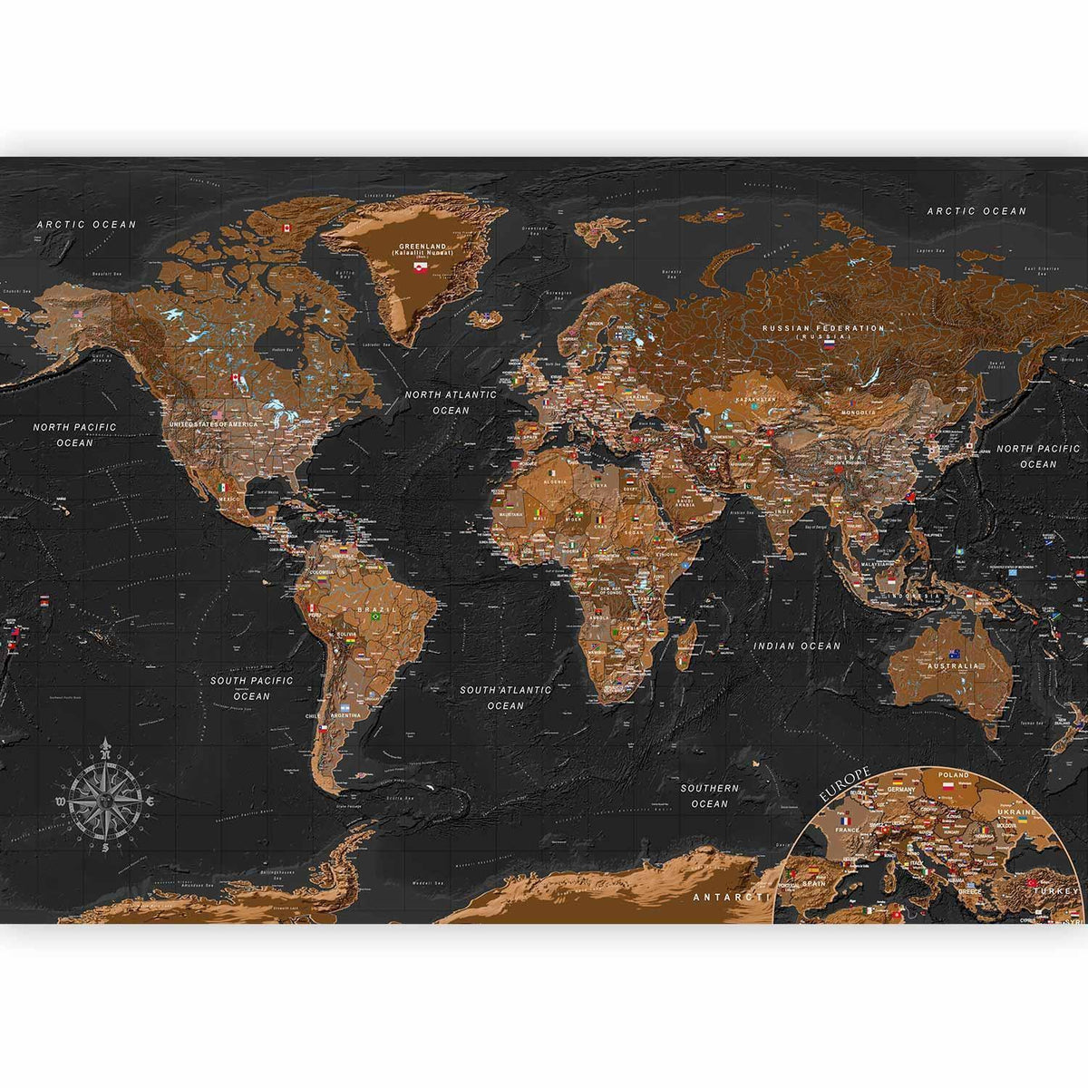 Fototapete - World: Stylish Map
