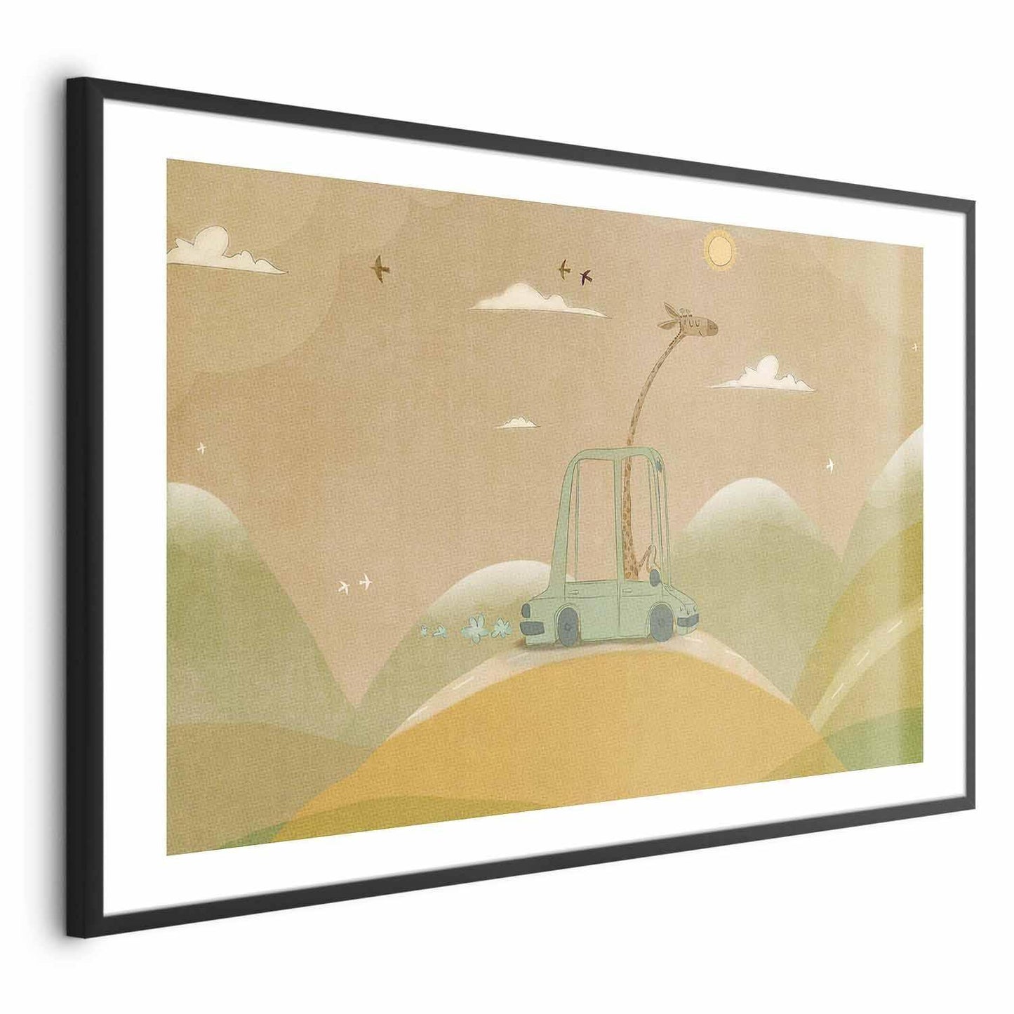 Poster Giraffe auf Reisen – Lustige Wanddeko für Kinderzimmer