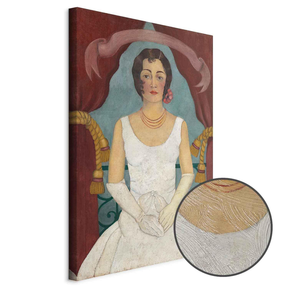 Leinwandbild - Frida Kahlo – Portrait of a Lady in White
