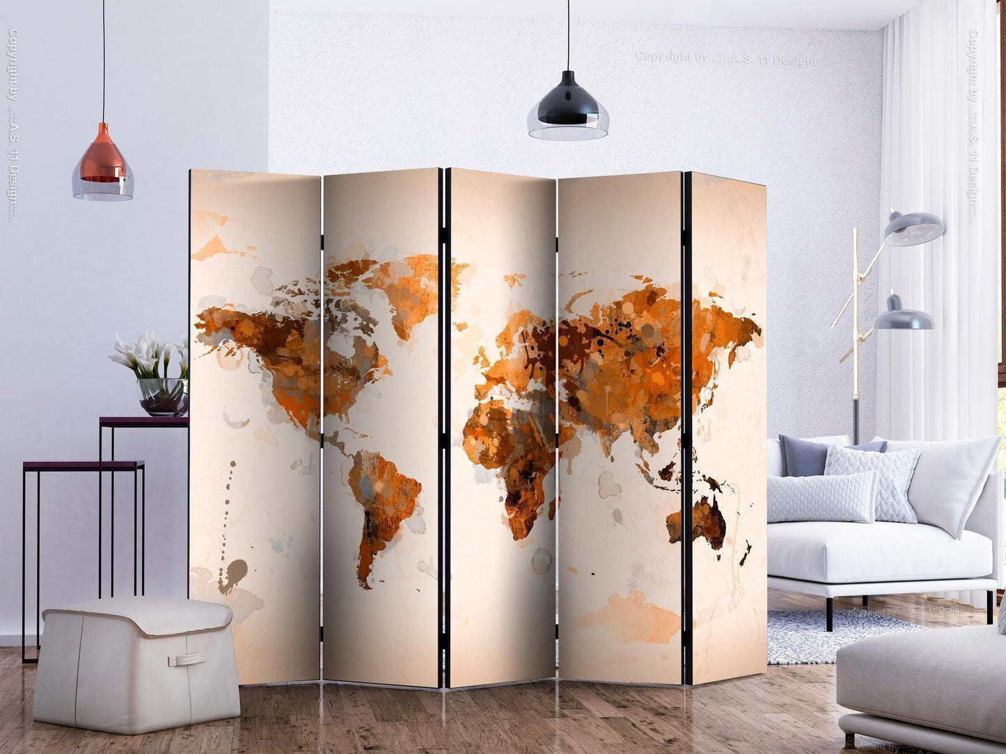 Paravent - World in brown shades II Artgeist