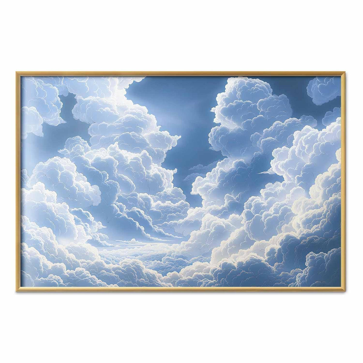 Poster - Blue Sky Breaking Through White, Fluffy Clouds