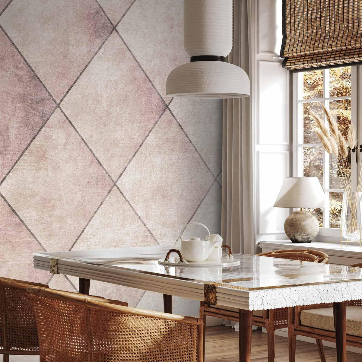 Fototapete - Perfect cuts - geometric symmetrical tiled pattern with pattern