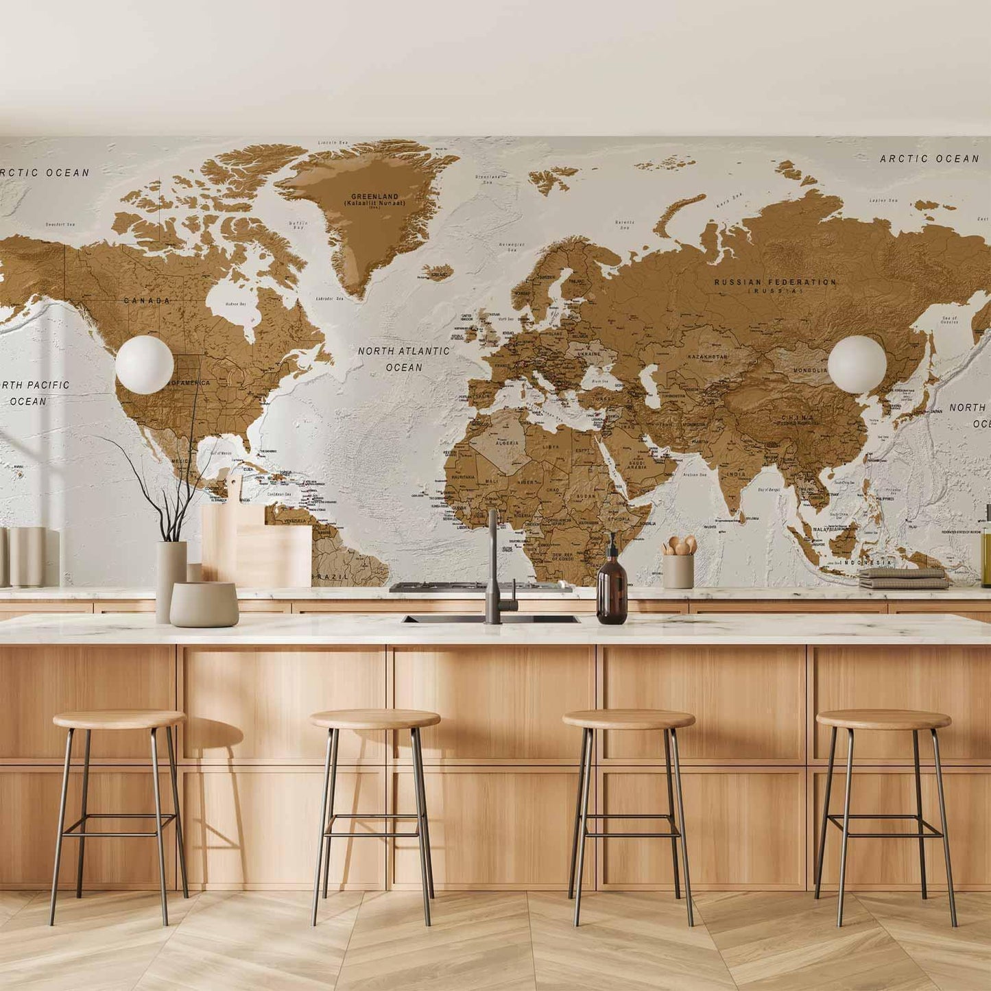 Fototapete - World Map: White Oceans Artgeist