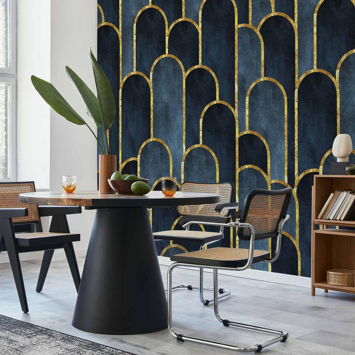 Fototapete - Gold and Navy Blue Pattern