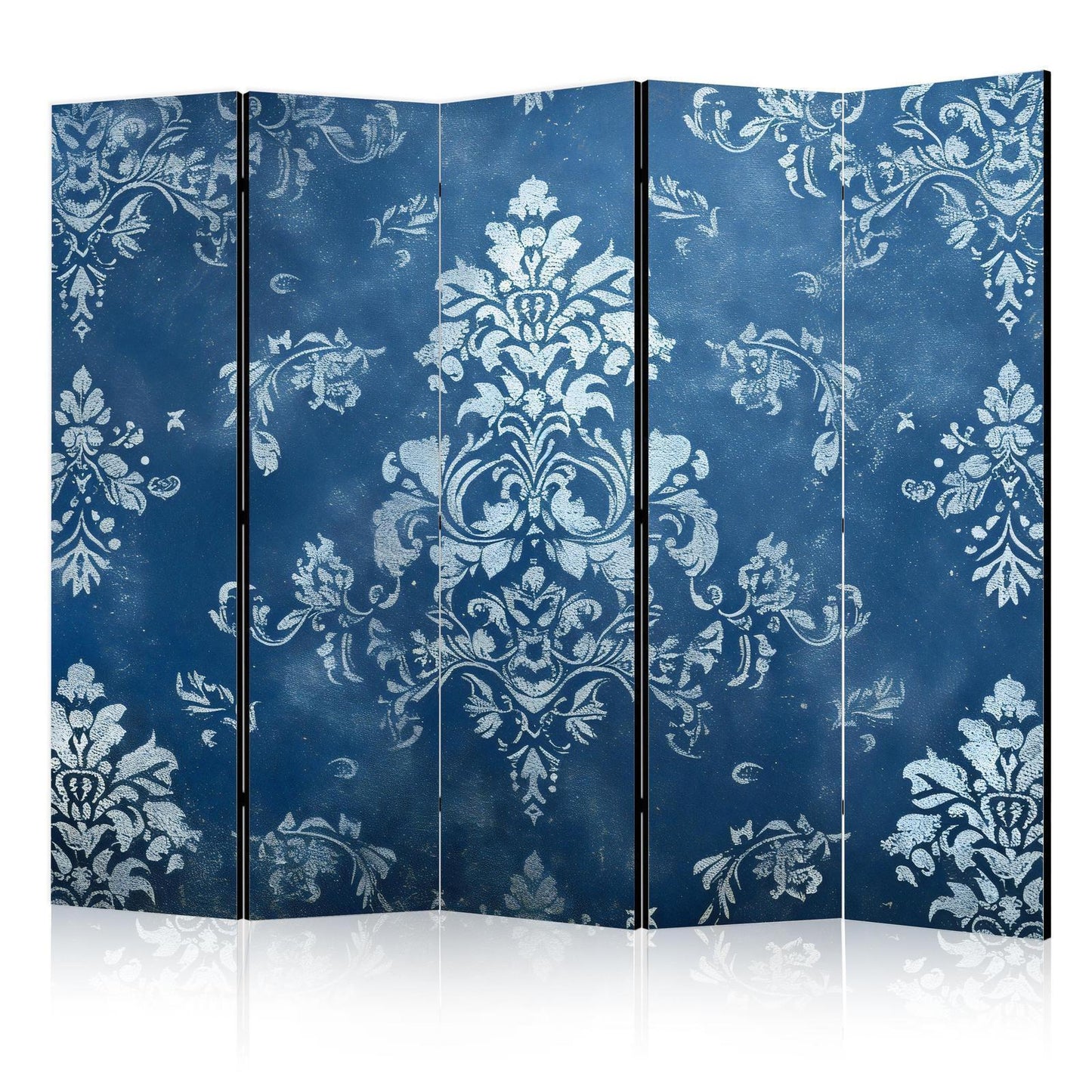 Paravent - Retro Ornament - Decorative Motif in Rubbed Blues Artgeist