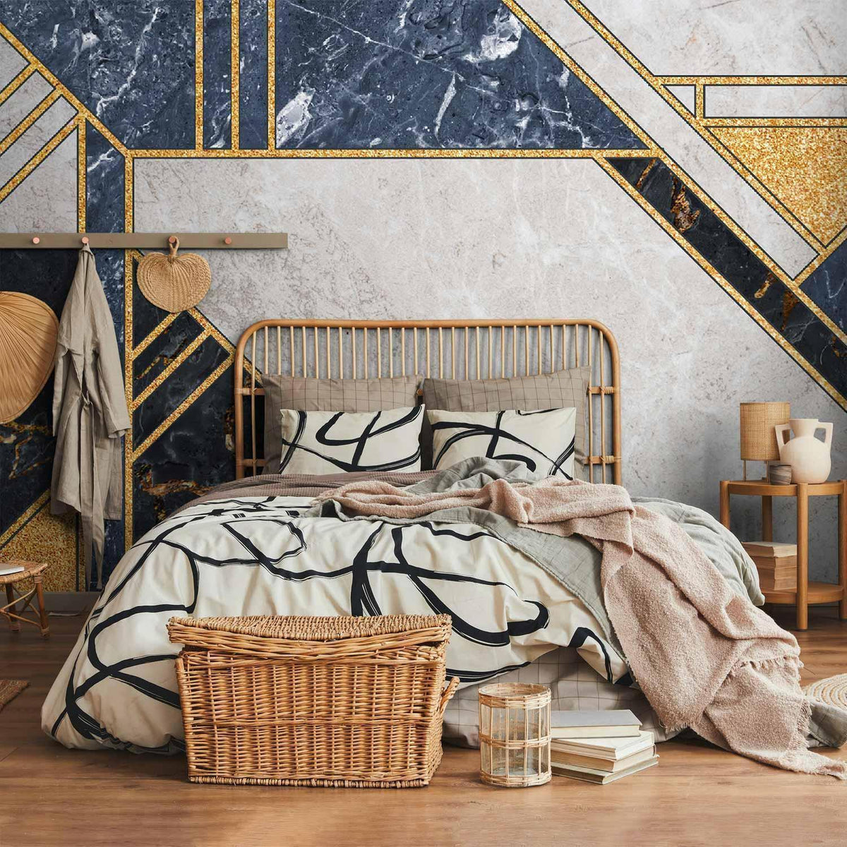 Fototapete - Expressive Pattern in Gold and Garnet