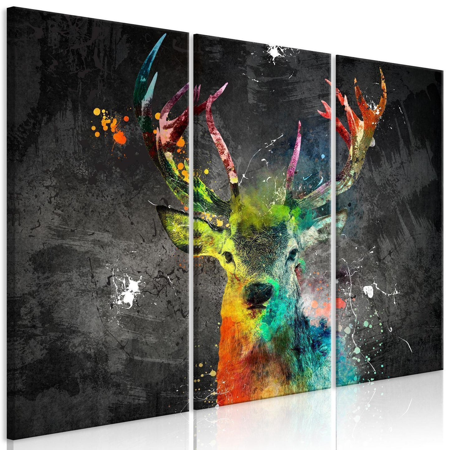 Leinwandbild - Rainbow Deer (3 Parts) Artgeist