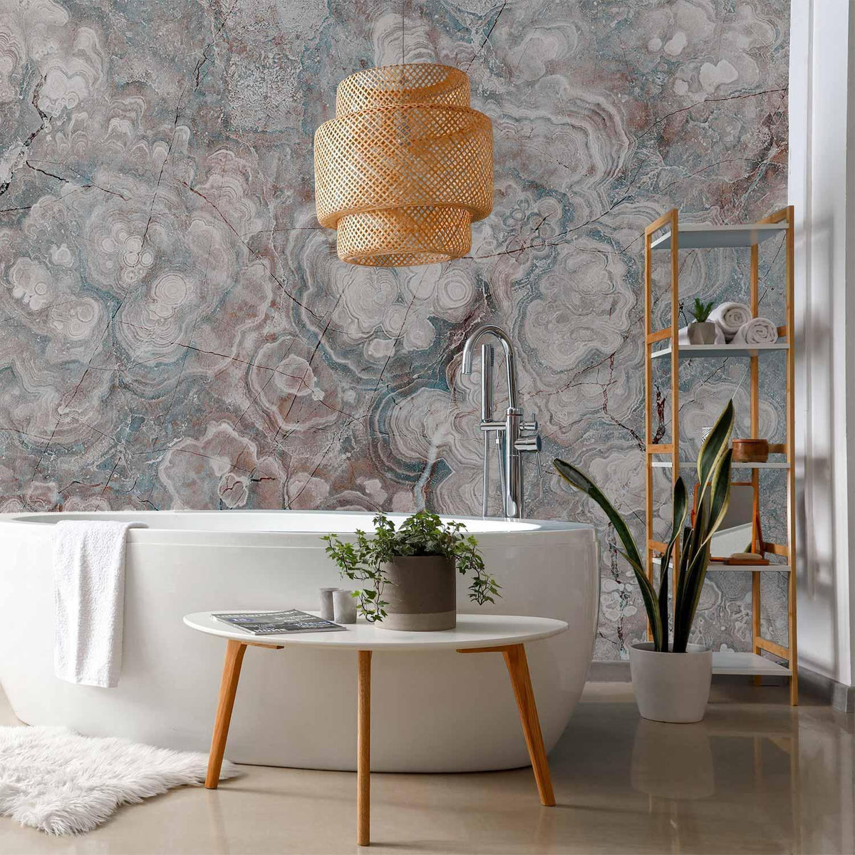 Fototapete - Marble Flowers - Natural Stone Structures in Pastel Colours