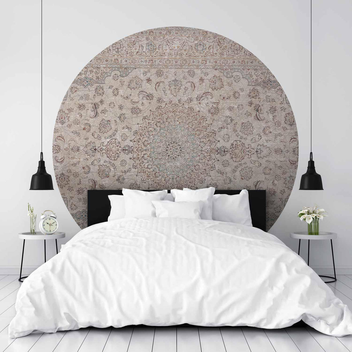 Runde Fototapete - Sand carpet - worn Persian carpet with rich decorative motifs