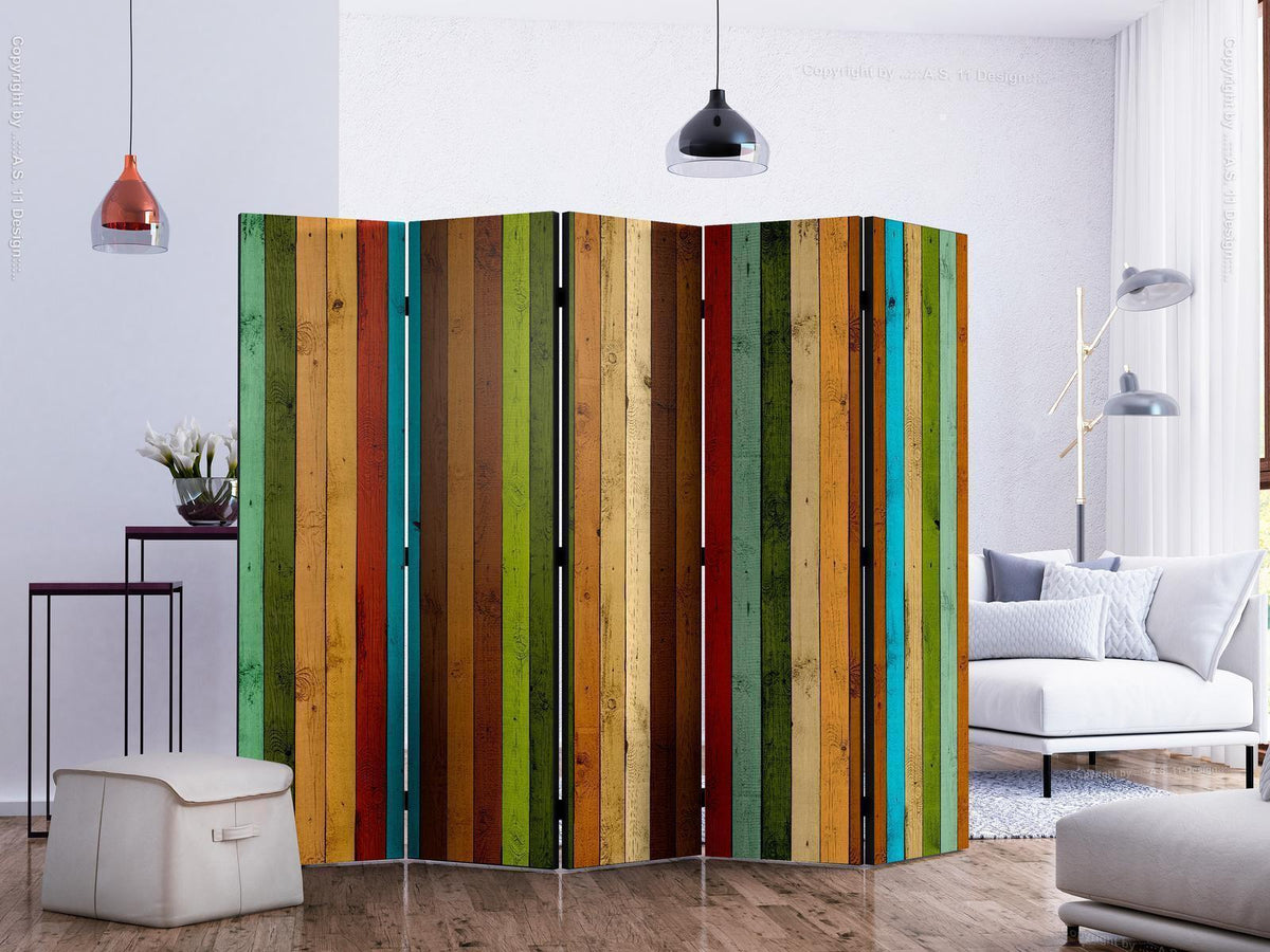Paravent Holzregenbogen – Natürlicher Raumteiler mit Holzstruktur
