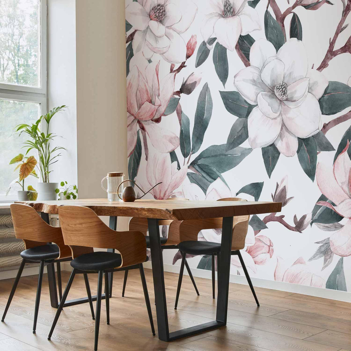 Fototapete Aquarell Magnolien – Zarte Blütenkunst in Pastelltönen