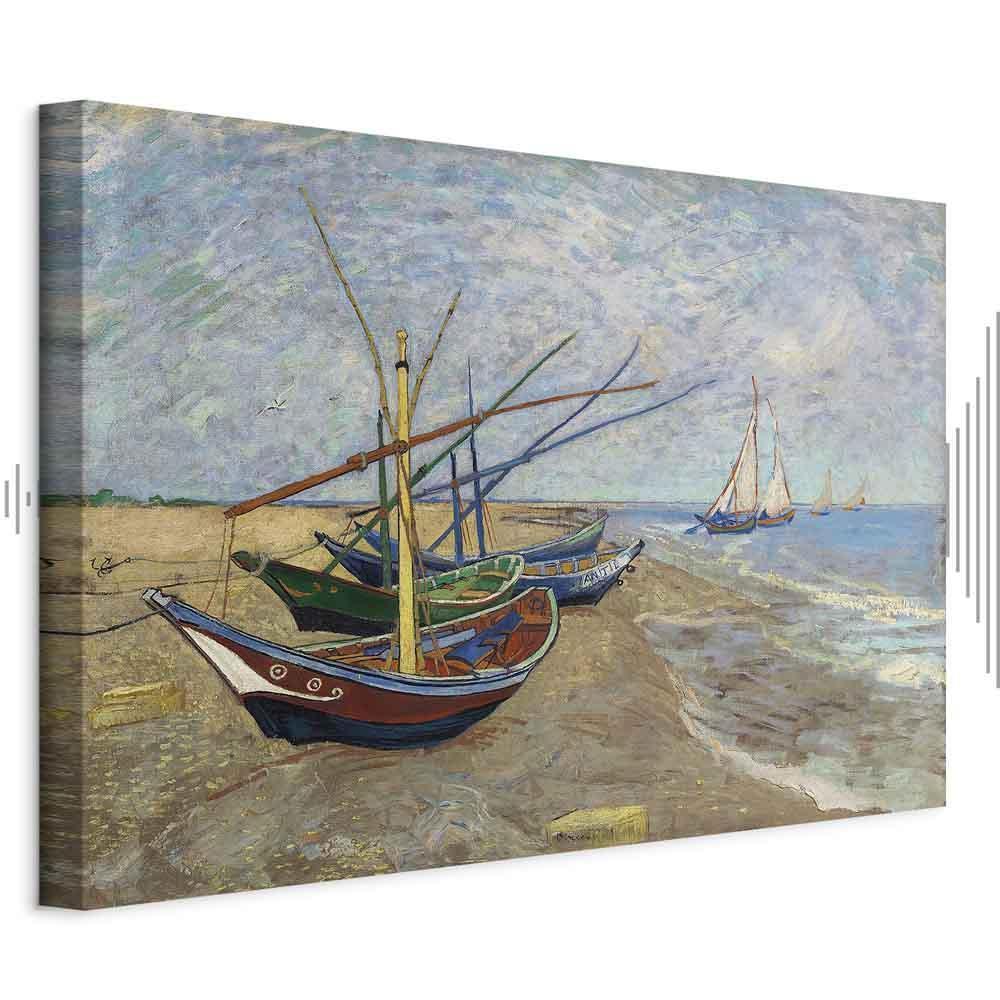 Leinwandbild - Vincent van Gogh – Fishing Boats on the Beach