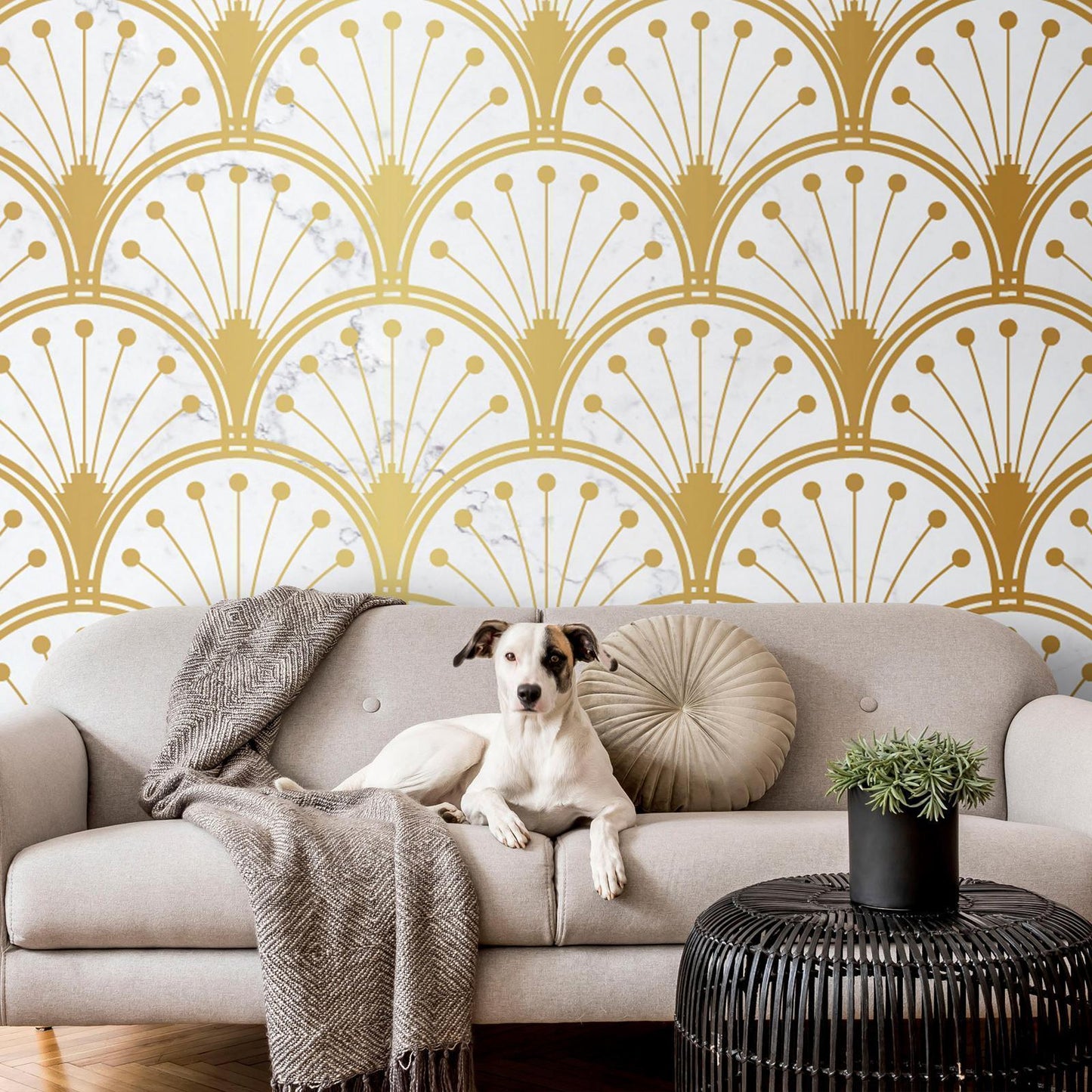 Fototapete - Gold and Marble Art Deco-inspired Pattern Artgeist